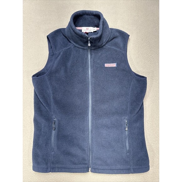 Vineyard Vines Vest Womens Medium Blue‎ Zip Fleece Martha's Vineyard Athleisure - Picture 1 of 8
